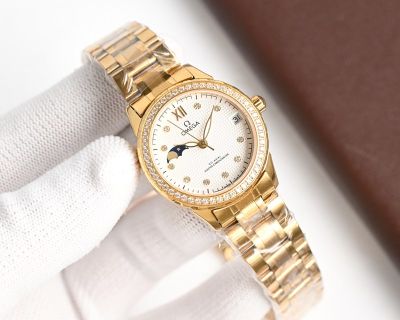 Omega Replica 38 Wessel Diamond 904L Stainless Steel Case Lady Watch